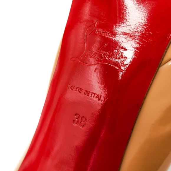 Christian Louboutin Biance 140 Patent Leather Beige Nude Platform Pumps EU 38 - Picture 8 of 10